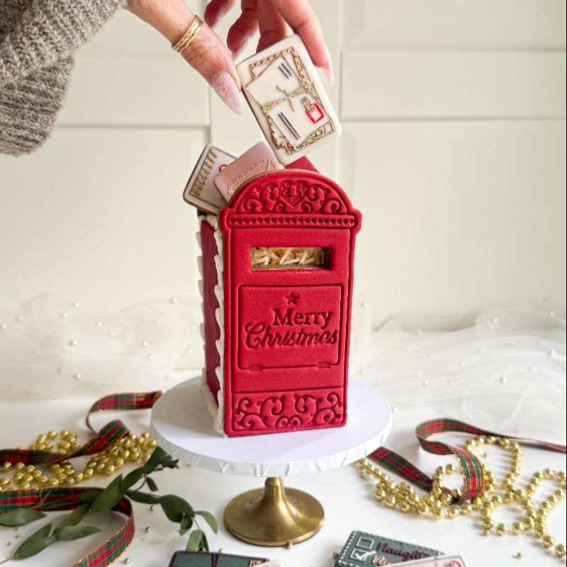 Merry Christmas Pretty Letterbox Postbox Cookie Cutter and Stamp