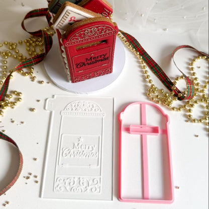 Merry Christmas Pretty Christmas Letterbox Postbox Cookie Cutter and Embosser