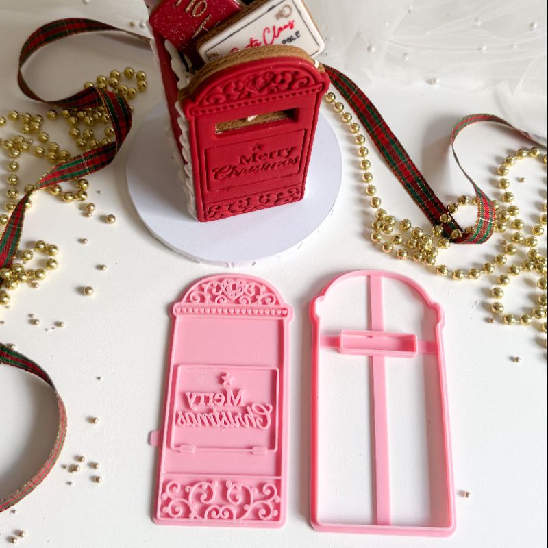 Merry Christmas Pretty Letterbox Postbox Cookie Cutter and Stamp
