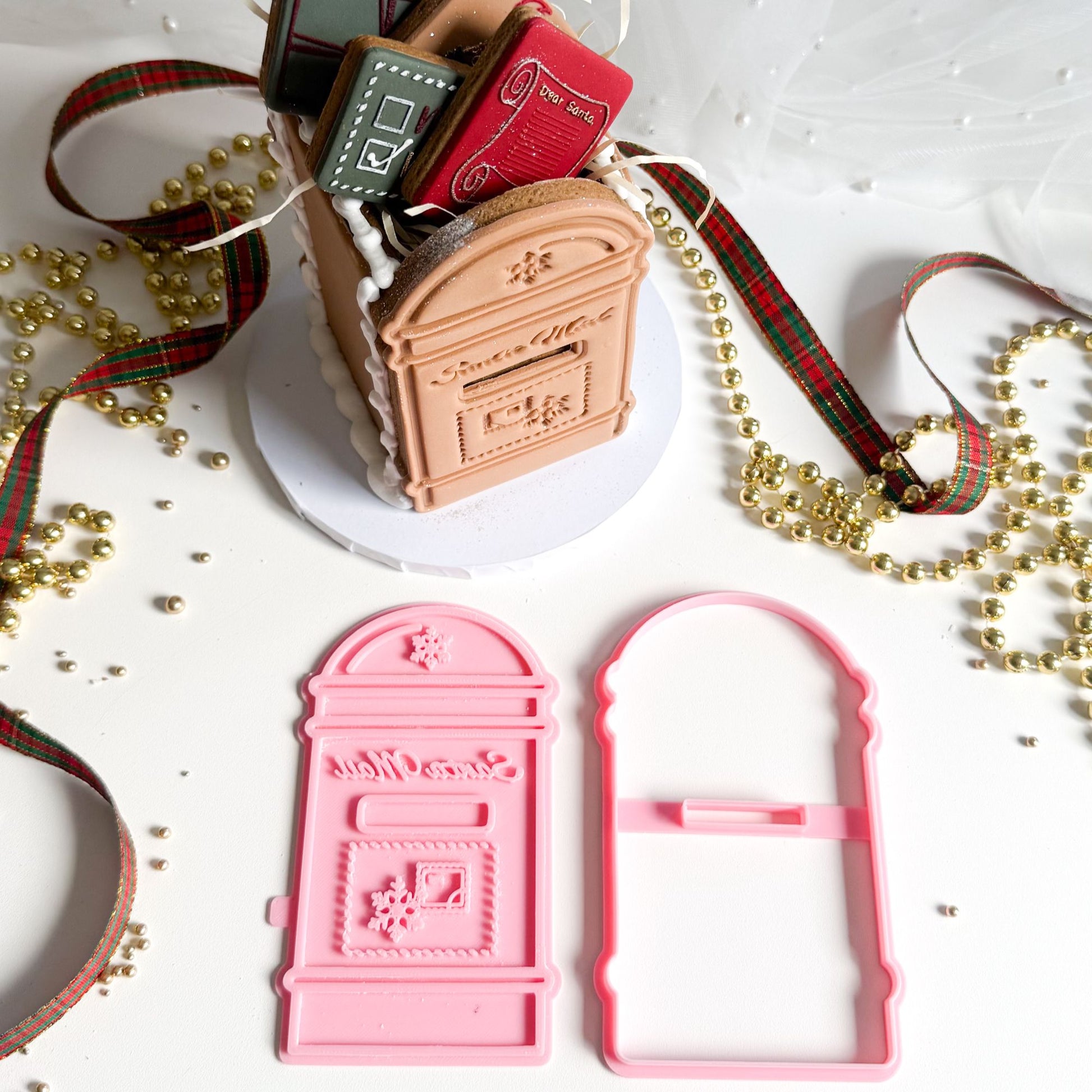 Santa Mail Rounded Christmas Letterbox Postbox Cookie Cutter and Stamp