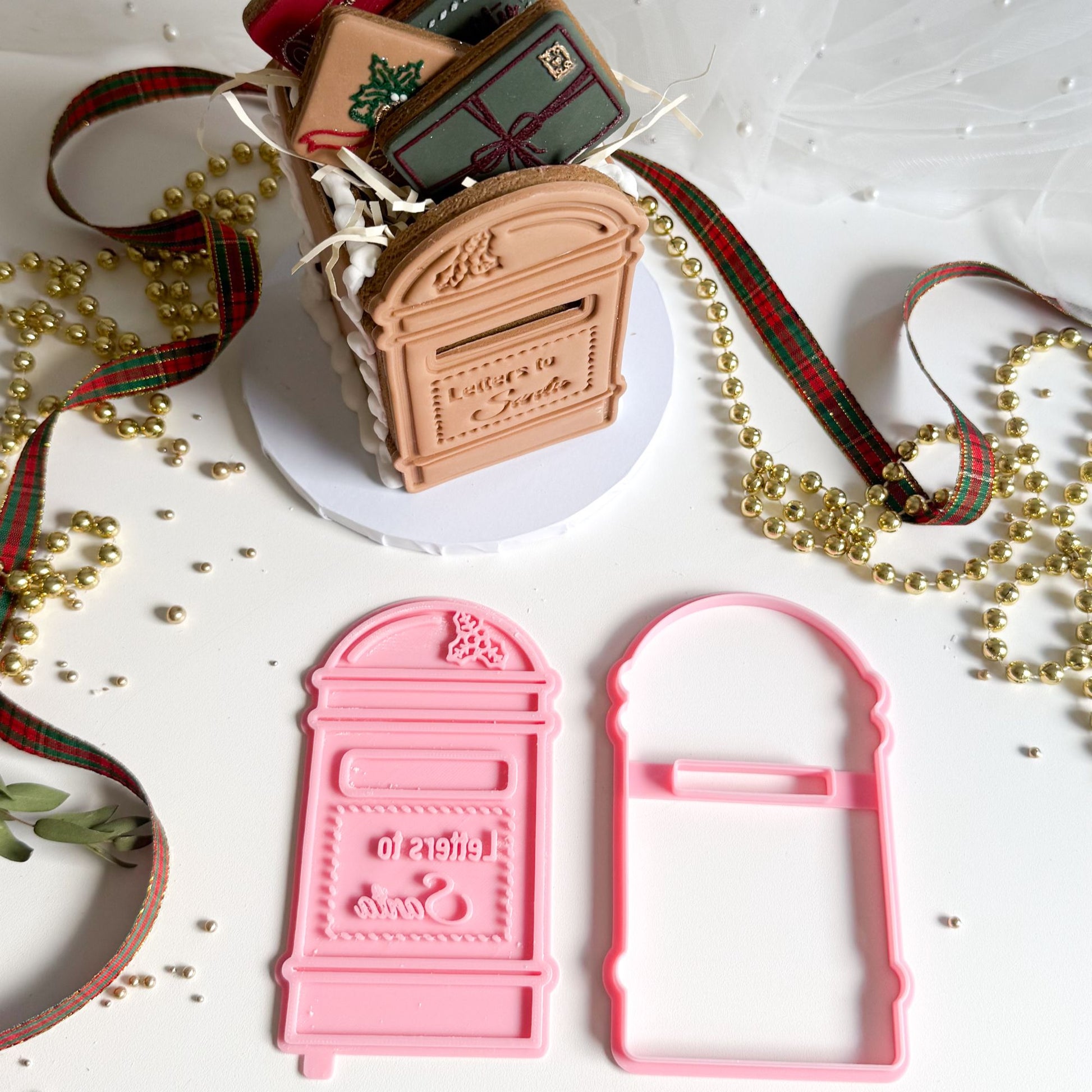 Letters for Santa Rounded Christmas Letterbox Postbox Cookie Cutter and Stamp