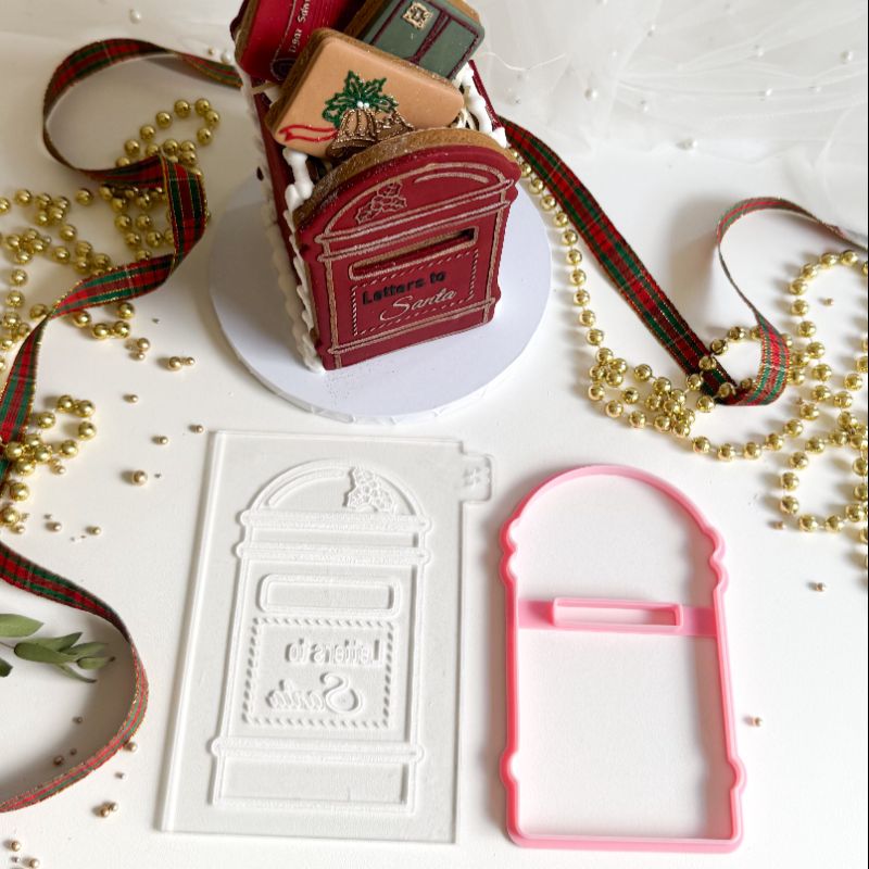 Letters For Santa Rounded Christmas Letterbox Postbox Cookie Cutter and Embosser