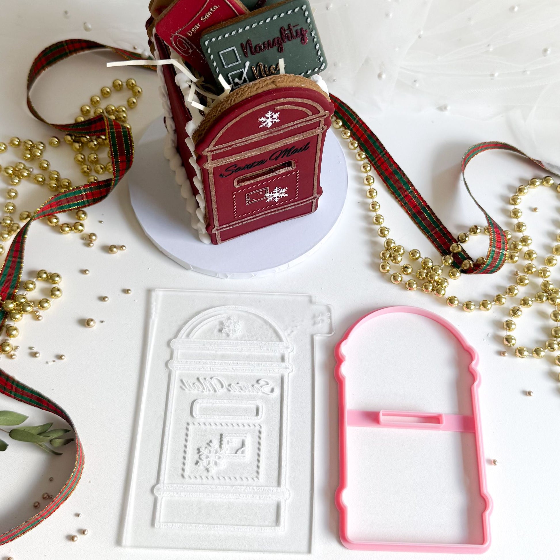 Santa Mail Rounded Christmas Letterbox Postbox Cookie Cutter and Embosser