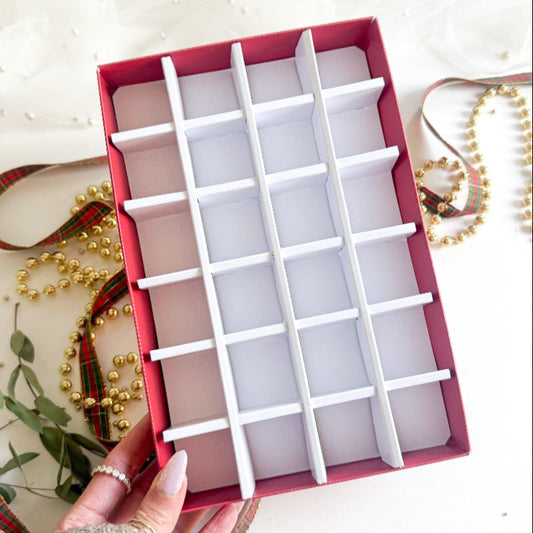 Advent Calendar Cookie Boxes with 24 Compartments and Clear Lid - 240mm x 155mm x 30mm