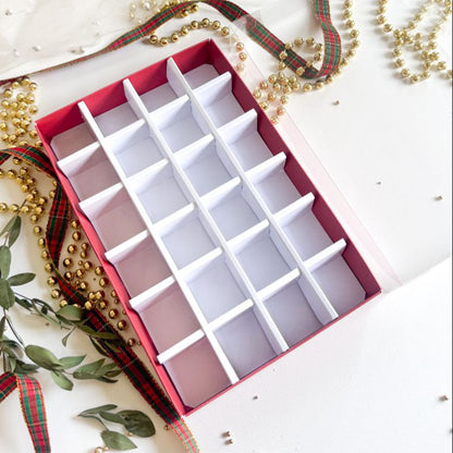 Advent Calendar Cookie Boxes with 24 Compartments and Clear Lid - 240mm x 155mm x 30mm