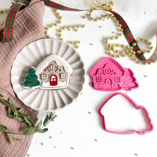 Mrs Claus’ Gingerbread House 3D Cookie Stamp and Cutter