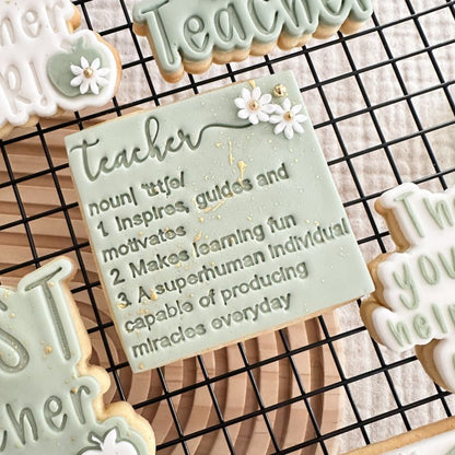 Teacher Definition Teacher Cookie Cutter and Stamp