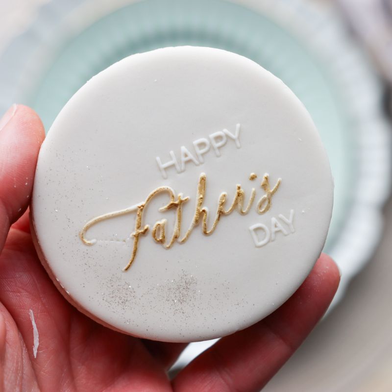 Mini Happy Father's Day Chell Font Cookie Cutter and Embosser