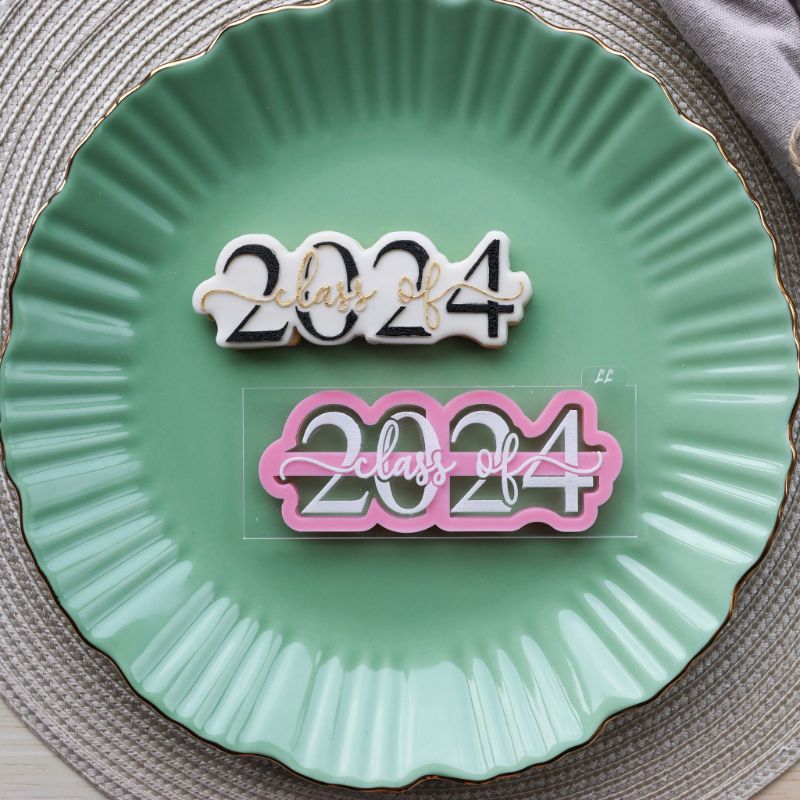 Class of 2024 in Verity Font Teacher Cookie Cutter and Embosser by Luxe Biscuits