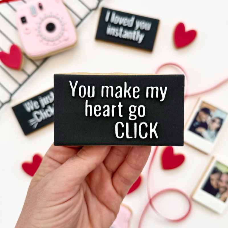 You make my heart go CLICK Valentine's 3D Cookie Stamp and Cutter by Mays Bakes