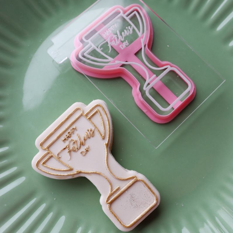 Mini Trophy Father's Day Cookie Cutter and Embosser