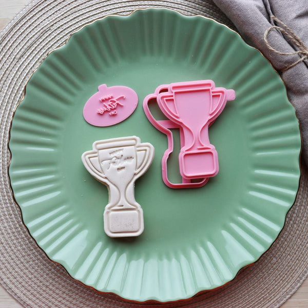 Trophy Happy Father's Day Cookie Cutter and Stamp