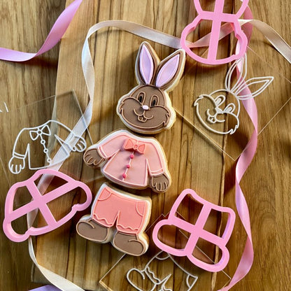 Rabbit Puzzle Set of 3 Easter Cookie Cutter and Embosser