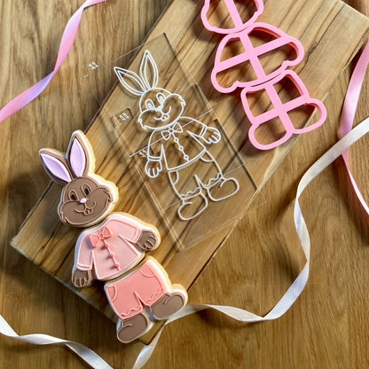 Rabbit Puzzle Set of 3 Easter Cookie Cutter and Embosser
