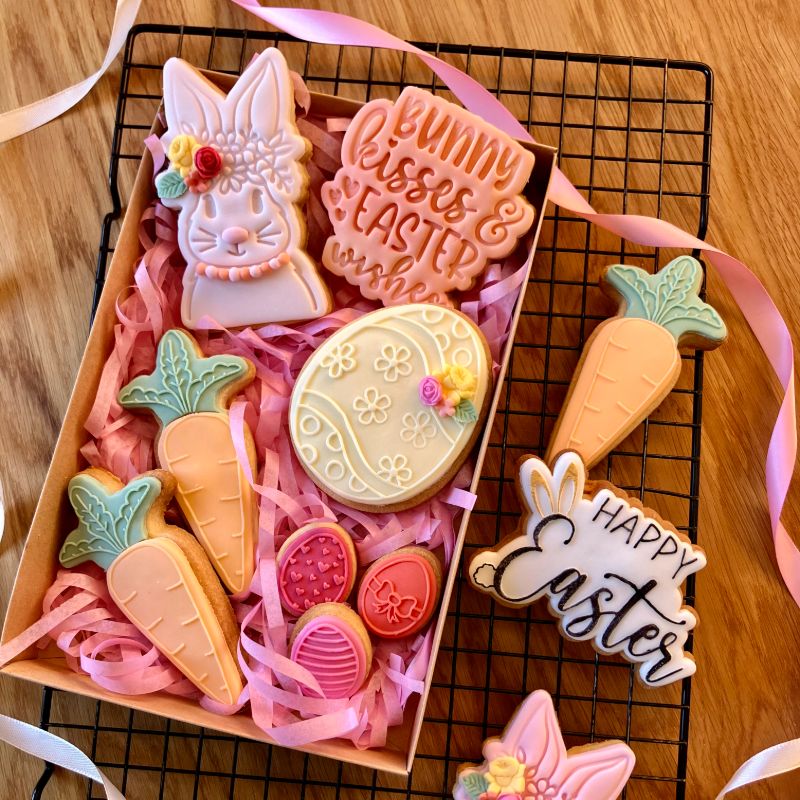 Rabbit with Floral Headband Easter Cookie Cutter and Embosser