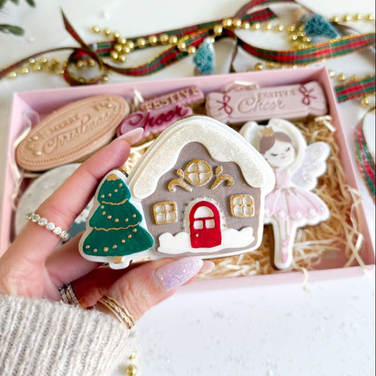 Mrs Claus’ Gingerbread House 3D Cookie Stamp and Cutter - suitable for two tone effect