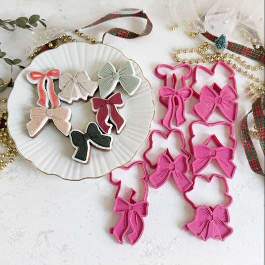 The Mini Bow Collection – Set of 6 3D Cookie Stamp and Cutter - suitable for two tone effect
