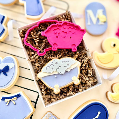 Bubbly Bath Tub Spa 3D Cookie Stamp and Cutter - suitable for two tone effect