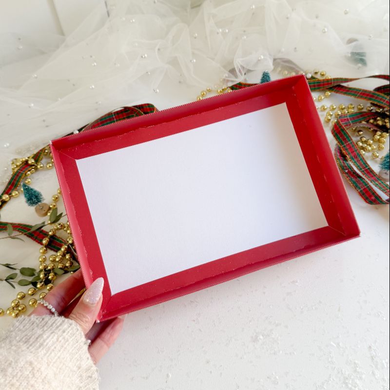 Red Cookie Boxes with Clear Lid - 240mm x 155mm x 30mm