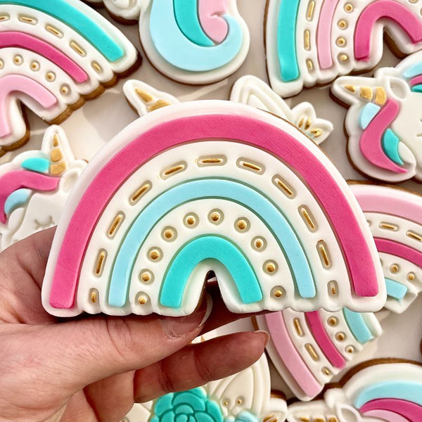 Modern Rainbow Unicorn Cookie Cutter and Stamp