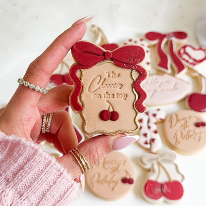 The Cherry on the Top Plaque Valentine's 3D Cookie Stamp and Cutter - suitable for two tone effect