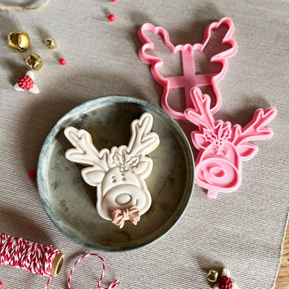 Rudolf Face Christmas Cookie Cutter and Stamp