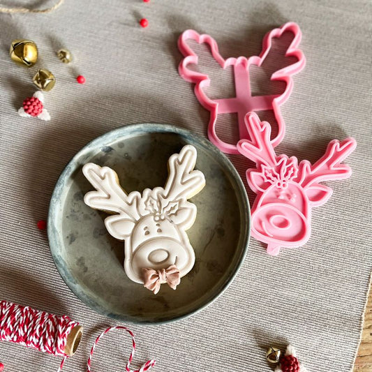 Rudolf Face Christmas Cookie Cutter and Stamp