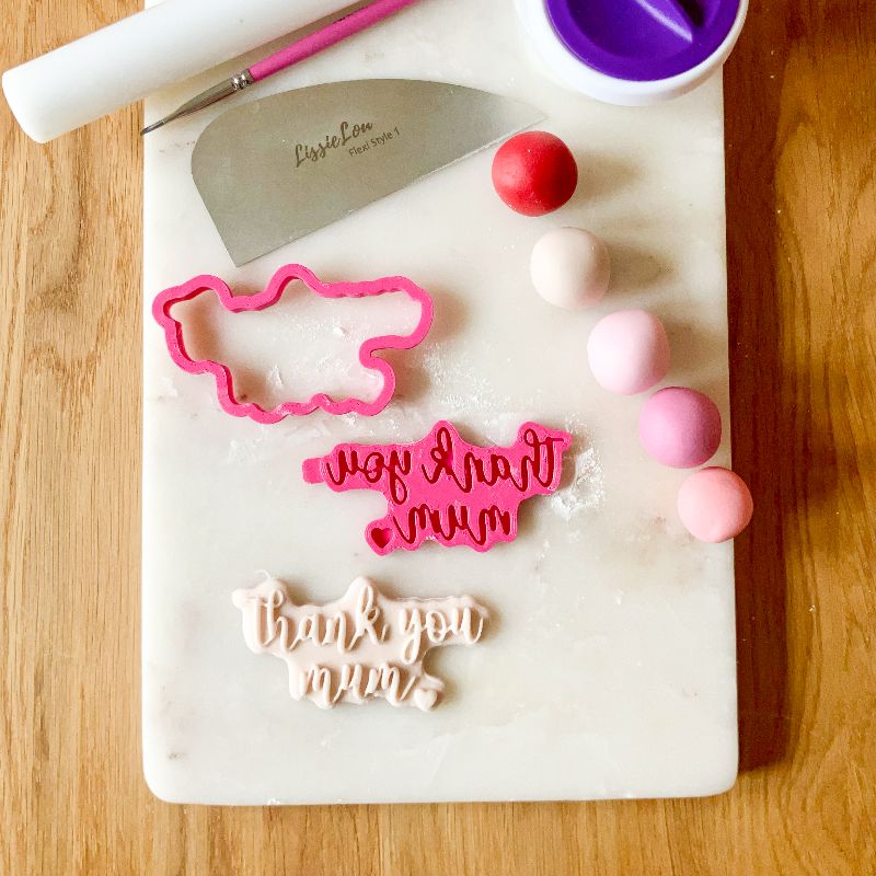 thank you mum 3D Cookie Stamp and Cutter - suitable for two tone effect