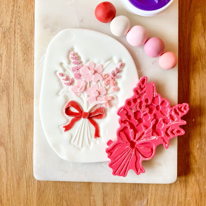Pretty Posy of Flowers 3D Cookie Stamp and Cutter - suitable for two tone effect
