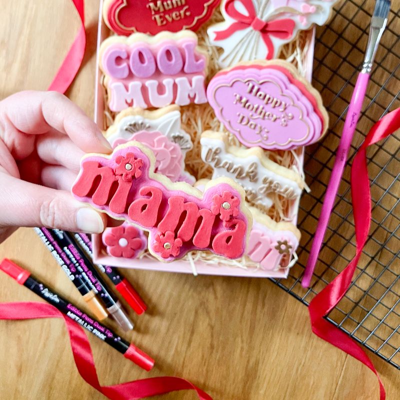 Mama with Flowers Mother's Day 3D Cookie Stamp and Cutter - suitable for two tone effect