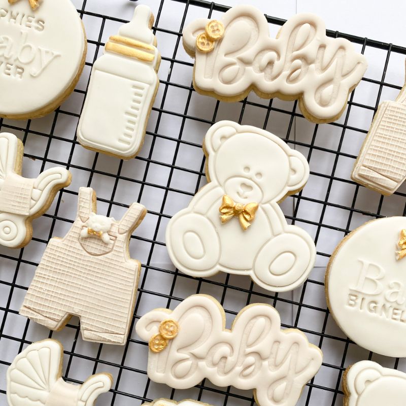 Sitting Teddy Bear Baby Shower Cookie Cutter and Stamp