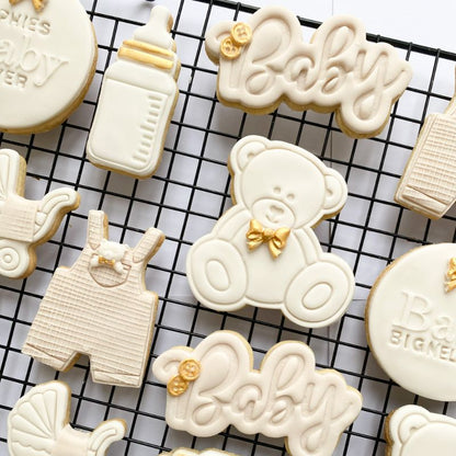 Sitting Teddy Bear Baby Shower Cookie Cutter and Stamp