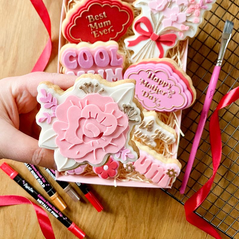 Heirloom Rose 3D Cookie Stamp and Cutter - suitable for two tone effect