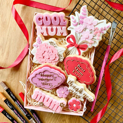 Happy Mother's Day Scallop Plaque 3D Cookie Stamp and Cutter - suitable for two tone effect