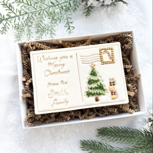 AlphaBakes Wishing You a Merry Christmas  Customisable Postcard Cookie Cutter and Stamp