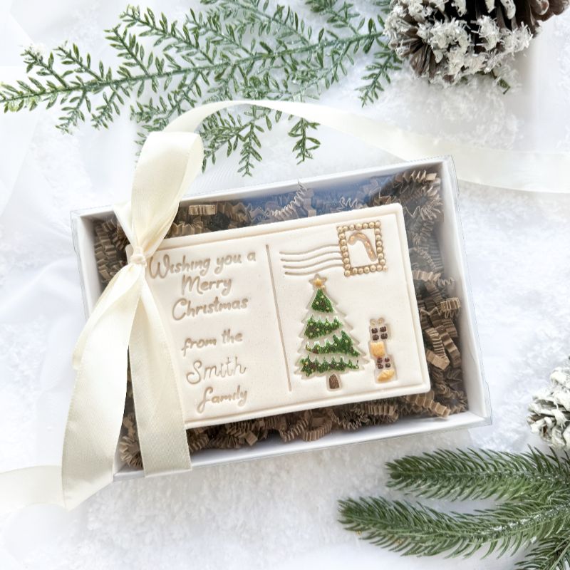 AlphaBakes Wishing You a Merry Christmas  Customisable Postcard Cookie Cutter and Stamp