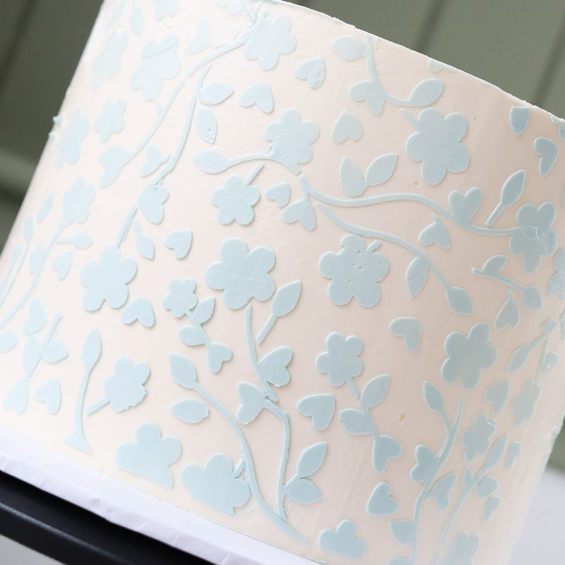 Swirly Floral Cake Stencil - Full Size Design