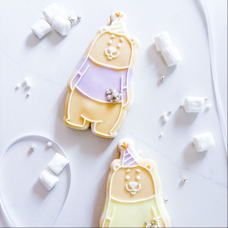 Bear in a Party Hat Birthday Cookie Cutter and Embosser