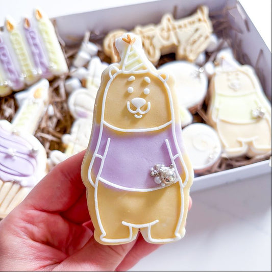 Bear in a Party Hat Birthday Cookie Cutter and Embosser