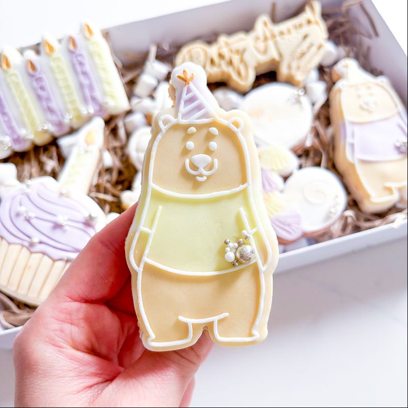 Bear in a Party Hat Birthday Cookie Cutter and Embosser