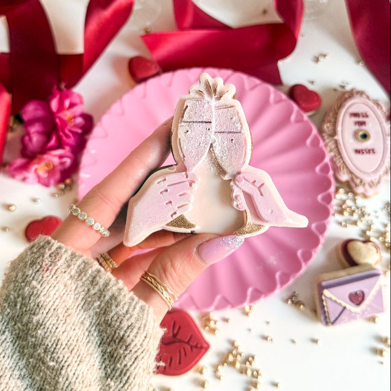 Girls Cheers 3D Stamp & Cutter Galentine's 3D Cookie Stamp and Cutter - suitable for two tone effect