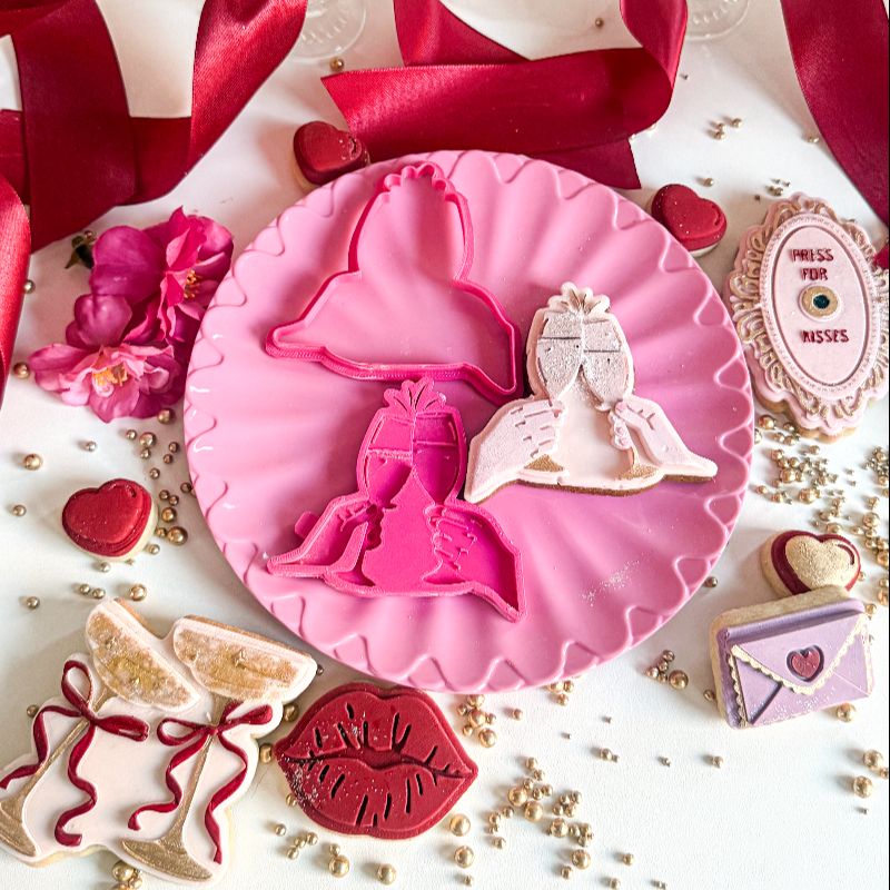 Girls Cheers 3D Stamp & Cutter Galentine's 3D Cookie Stamp and Cutter - suitable for two tone effect
