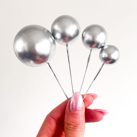 Cake Balls Set of 4 - Metallic Silver