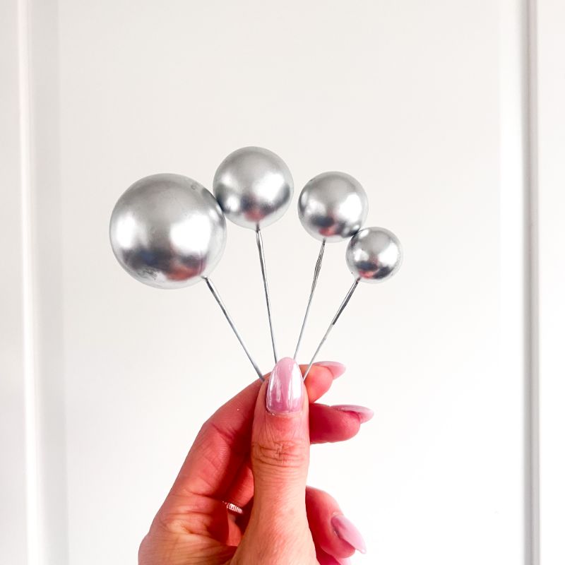 Cake Balls Set of 4 - Metallic Silver