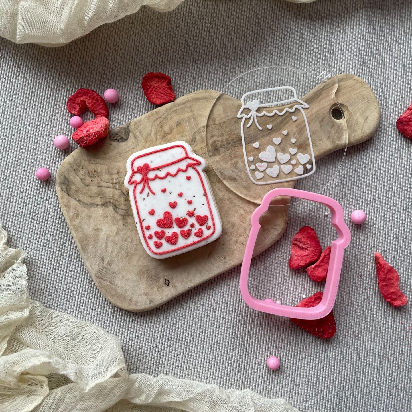 Mini Jar of Hearts Valentine's Cookie Cutter and Embosser