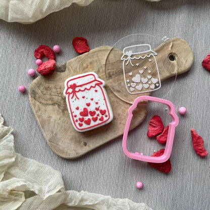 Mini Jar of Hearts Valentine's Cookie Cutter and Embosser