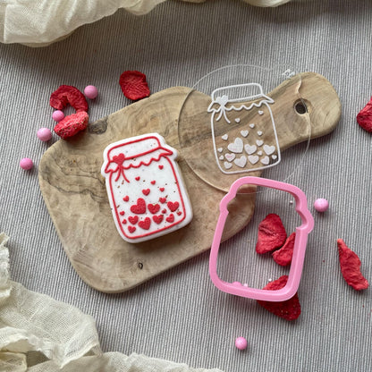 Mini Jar of Hearts Valentine's Cookie Cutter and Embosser
