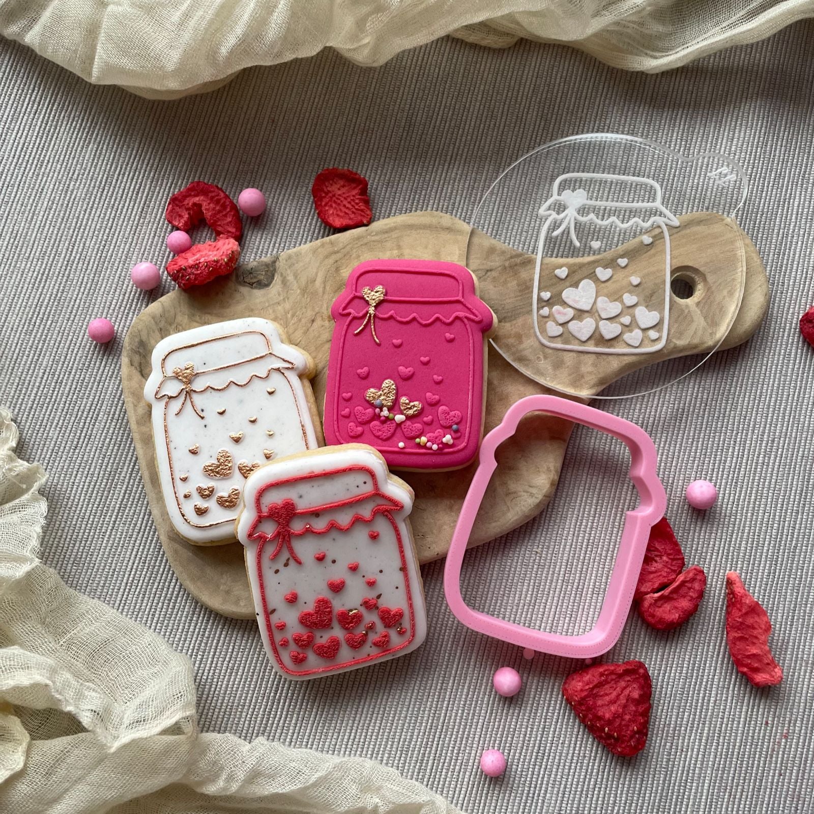 Mini Jar of Hearts Valentine's Cookie Cutter and Embosser