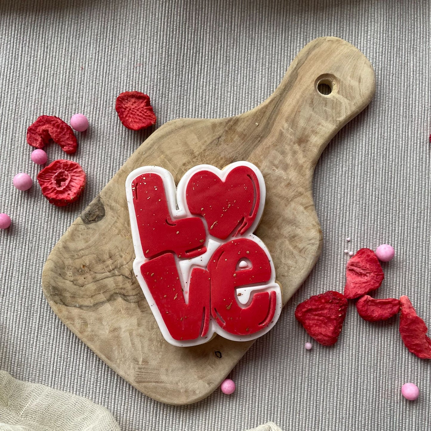 LOVE in Bubble Font 3D Cookie Stamp and Cutter - suitable for two tone effect