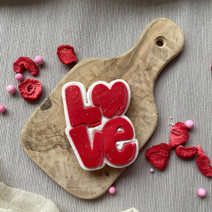 LOVE in Bubble Font 3D Cookie Stamp and Cutter - suitable for two tone effect